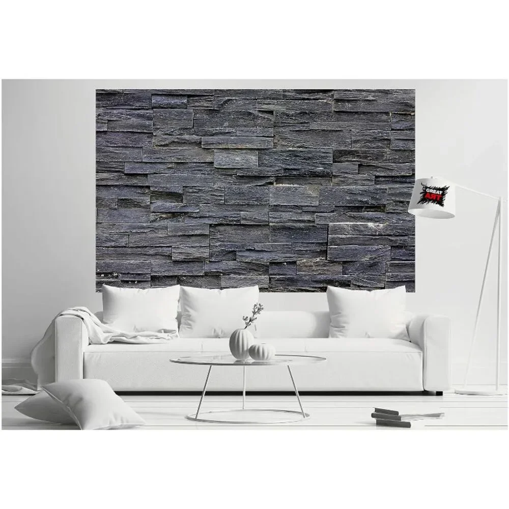 GREAT ART®‎ Poster - Black Stonewall Photo Wallpaper – Industrial Wall 55 x 39